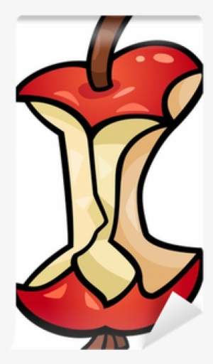 Apple Core Clip Art Cartoon Illustration Wall Mural - Apple Eaten Clip Art