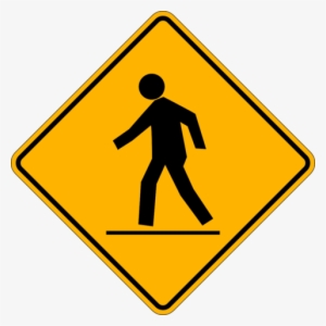 Pedestrian Crossing Right Of Traffic - Merging Lanes Sign