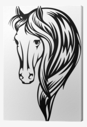 Beautiful Horse Vector Illustration Canvas Print • - Black And White Horse Drawings