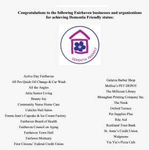 Dementia Friendly Businesses And Organizations Fairhaven - Community Nurse