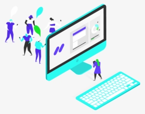 Illustration Of People Around Computer - Illustration