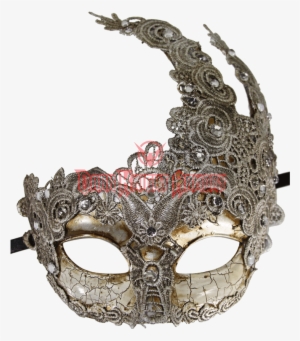 Vintage Gray Lace Carnival Mask - Kayso Lm006b Vintage Gray Lace