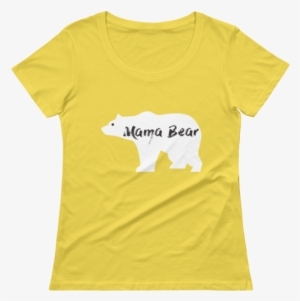 Mama Bear Ladies' Scoopneck T-shirt - Frenchie Enjoys Summer On Unicorn Pool Float In Swimm