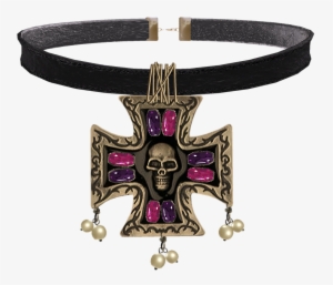 Skull W/ Black Cross Pendant Collectible Medallion