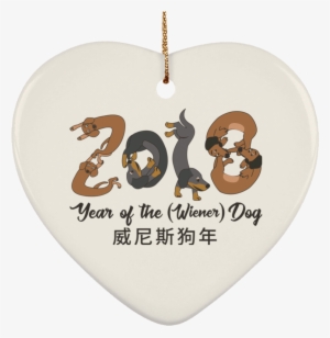 2018 Year Of The Wiener Dog Ceramic Heart Ornament - Dachshund