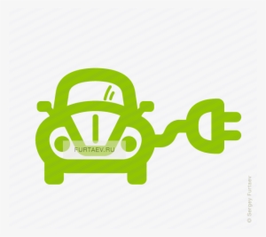 Vector Icon Of Retro Style Automobile With Electric - Electric Car Icon Png Green