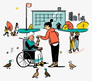 People Volunteering Outside Of A Civic Building In - Voluntary Work Clipart