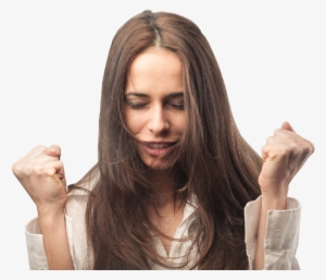 Excited Pretty Lady With Clenched Fists - Excited Woman Png Transparent