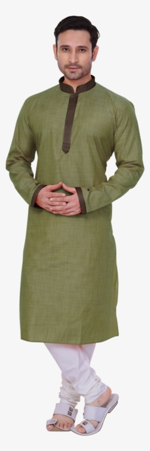 Men's Kurta With Churidar - Kurta Olive Green For Men