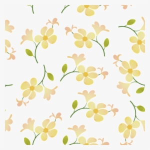 Green Yellow Flower Branch Cartoon Background - Watercolor Painting