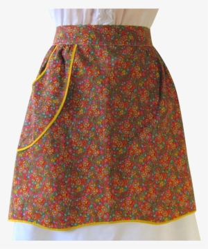 Vintage Apron In Calico Of Orange And Yellow Against - Yellow