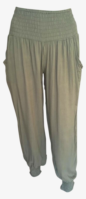 Khaki Harem Trousers - Pocket