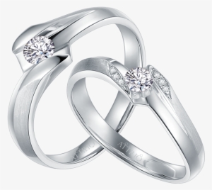 18k White Color Gold Diamond Couple Ring - Ring