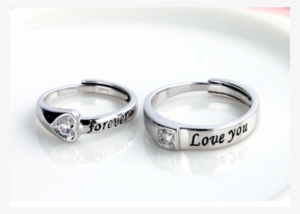 9288 Sterling Silver Love You Forever Couple Rings - Ring