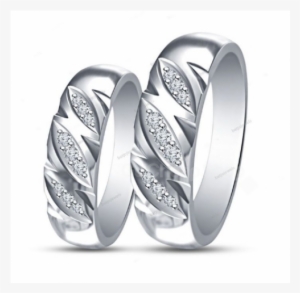 Silver Metal Stimulate Diamond Couple Rings Set