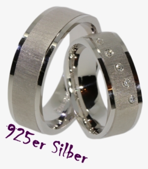 2 Silver Wedding Rings Couple Rings With 5 Cubic Zirconia - Silver