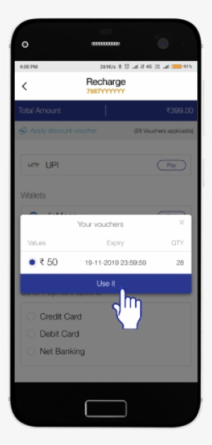 Select The Relevant Voucher And Click On 'use It' - Oppo F9 Pro