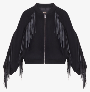 Bomber Style Jacket With Fringing - Leather Jacket