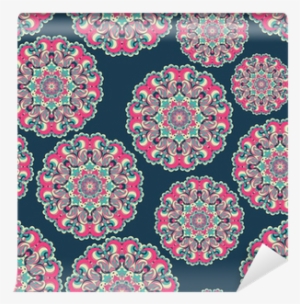 Beautiful Blue Seamless Lace Background Vector Wall - Canvas