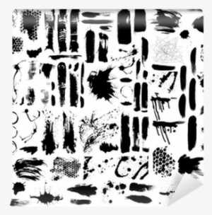 Brush Strokes And Paint Splatters Vector Set Wall Mural - Grunge Elements Vector Free