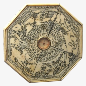 Early 20c Oxbone Feng Shui Compass - Old Map Globe