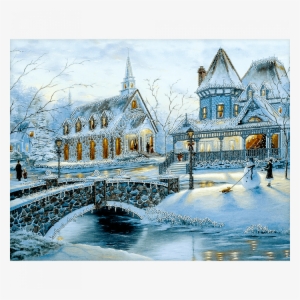 1 Набор Для Вышивки Бисером "зимняя Сказка-2" - Christmas Eve Snow Winter Church 32x24 Print Poster