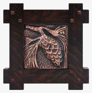 Wood Frame With Pine Cone Tile - Buddhism