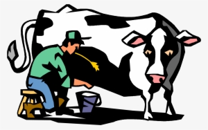 Cow - Farmer Milking Cow Cartoon