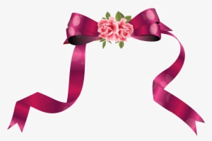 Decorative Ribbon With Roses Png Clipart Image - Laço De Fita Rosa Png