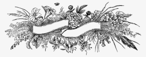 Digital Stamp Design - Black And White Vintage Floral Floral Banner Free