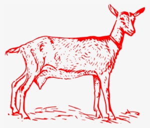 Red Goat Outline Clip Art - Red Goat Png