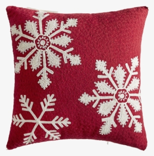 Red Snowlflake Pillow P1 Clipped Rev - Pier 1 Imports Red Chain Stitch Pillow