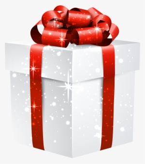 White Shining Gift Box With Red Bow Png Clipart Image - Free Gift Png