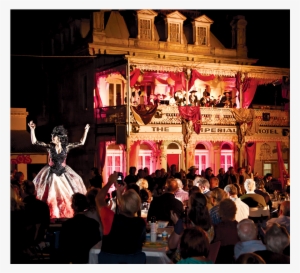 People Watching A Performer In A Big Dress With An - Decoration