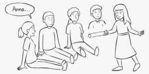 Back Group Of People Sitting On The Floor Watching - Line Art