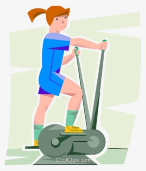 Girl Working Out On A Elliptical Trainer Royalty Free - Velo Elliptique Clipart