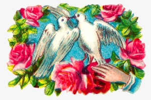 The Colorful Romantic Clipart Images Of Pairs Of Doves - Floral Design