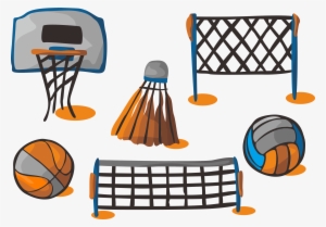 Basketball And Volleyball Clipart - Basketball Volleyball Badminton
