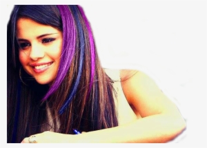 Selena Gomez One Of The Famous Singer Becomes One Of - Blue And Purple Streaks On Dark Hair