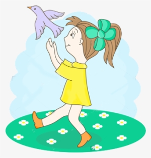 Little Girl Playing With Pigeon - Short Story