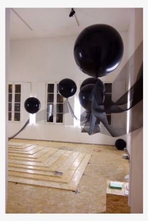 Inside A Single Balloon At The Entrance Of The Gallery - Plywood