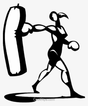 Woman Working Out With A Punching Bag - Clip Art