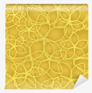 Seamless Floral Golden Lines On Gold Wallpaper Wall - Photograph