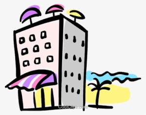 Hotel On The Beach Royalty Free Vector Clip Art Illustration - Hotel Clipart