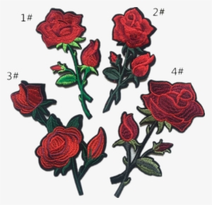 Embroidery Patches For Clothing Red Rose Flowers Patch - Clothing
