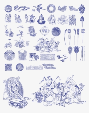 Hand Painted Blue And White Porcelain Pattern Transparent - 如意