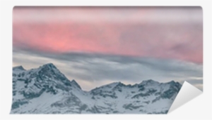 High Mountain Sunset On The Snowy Rocks Wall Mural - Summit