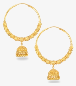 22ct Gold Hoop Earrings With Droplet - Pure Gold Gold Earrings Hd