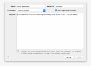 Creating A New Snippet - Snippet