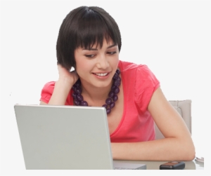 A Young Woman Sitting At A Computer - Girl